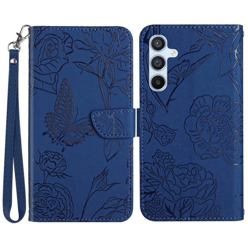 Fodral Samsung Galaxy S25 5g Fjärilsdesign Med Rem