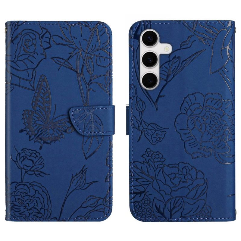 Fodral Samsung Galaxy S25 Fe Axelrem Med Fjärilsmönster