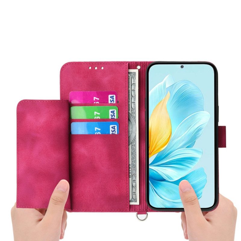 Fodral Samsung Galaxy S26 Blommönster Med Mockaeffekt Och Remmar