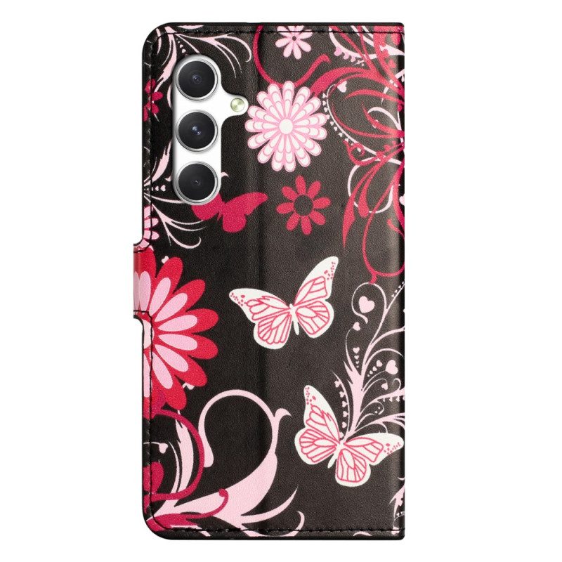Fodral Samsung Galaxy S26 Fjärilar På Svart Bakgrund