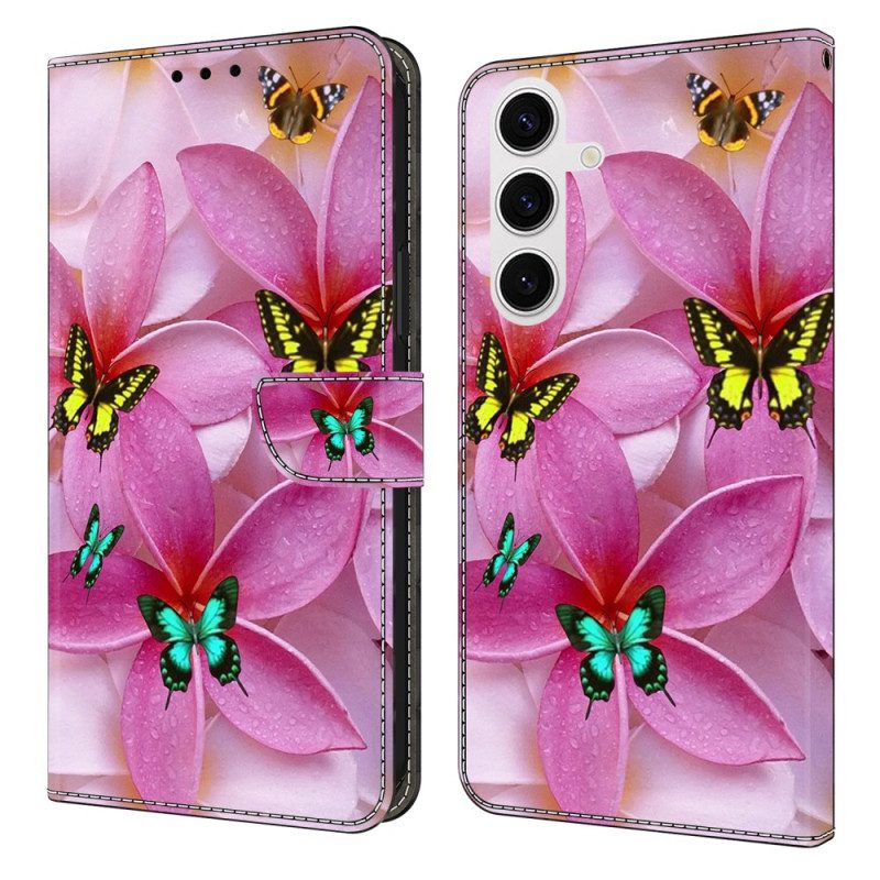 Fodral Samsung Galaxy S26 Plus Rosa Blommiga Fjärilar