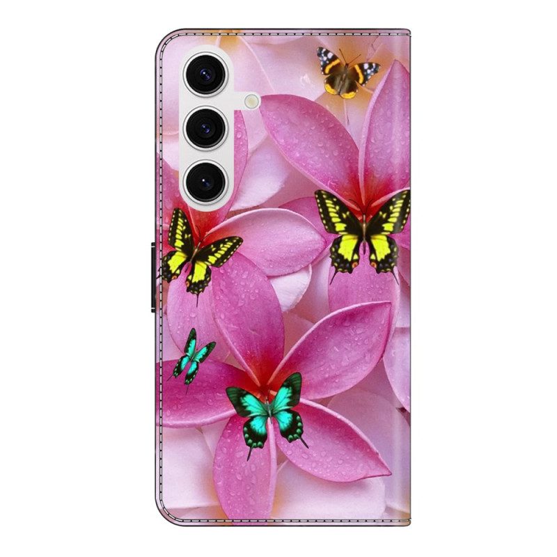 Fodral Samsung Galaxy S26 Plus Rosa Blommiga Fjärilar