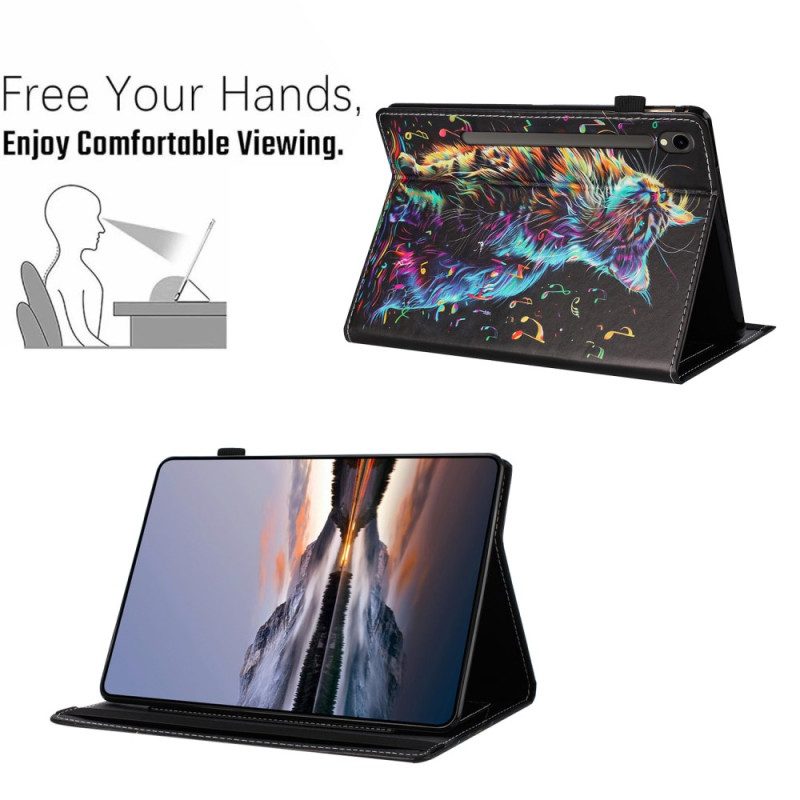Fodral Samsung Galaxy Tab S10 Fe Musikalisk Katt