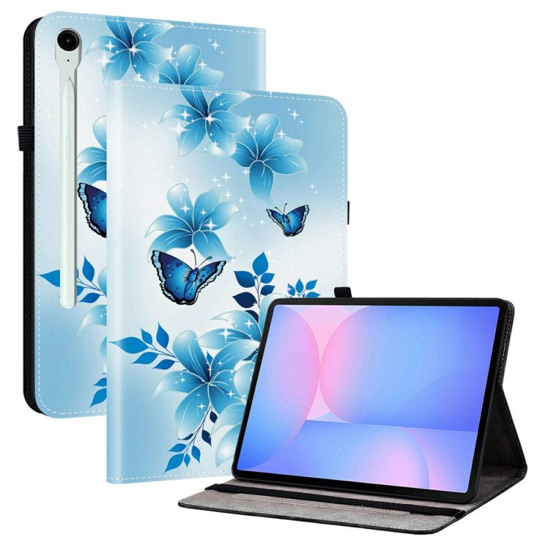 Fodral Samsung Galaxy Tab S10 Fe Plus Blå Fjärilar