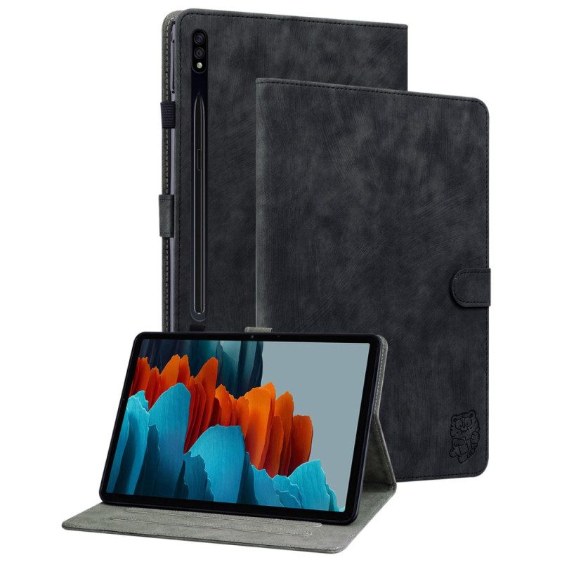 Fodral Samsung Galaxy Tab S10 Plus Liten Tiger Med Mockaeffekt