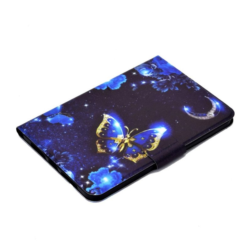 Fodral Samsung Galaxy Tab S11 Blå Och Guldfärgad Fjäril