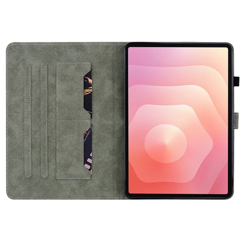 Fodral Samsung Galaxy Tab S11 Blommigt Mönster Med Mockaeffekt