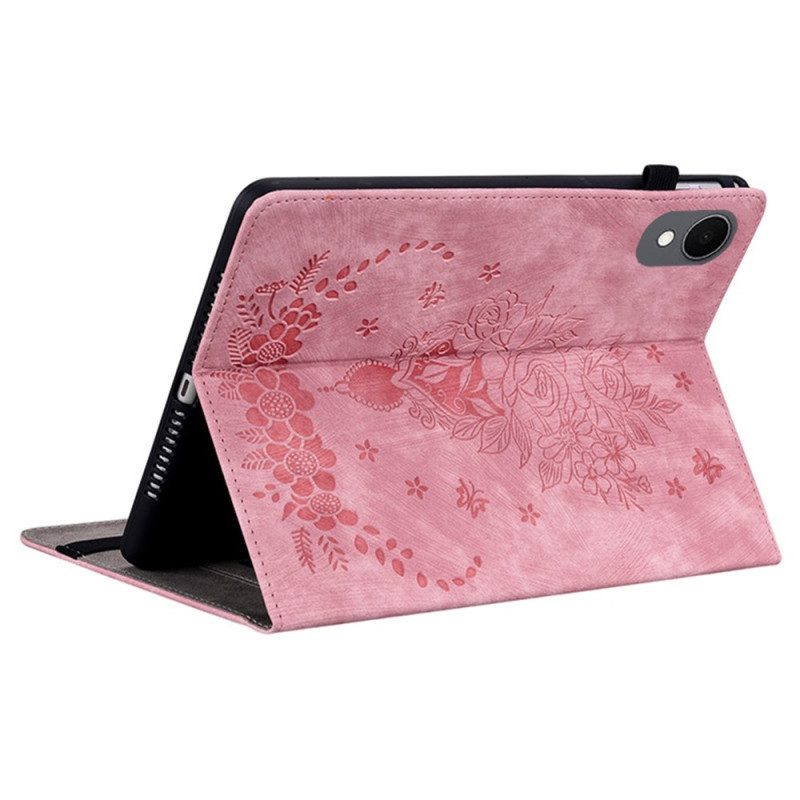 Fodral Samsung Galaxy Tab S11 Blommigt Mönster Med Mockaeffekt