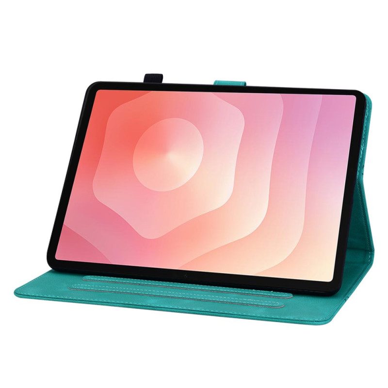 Fodral Samsung Galaxy Tab S11 Blommigt Mönster Med Mockaeffekt