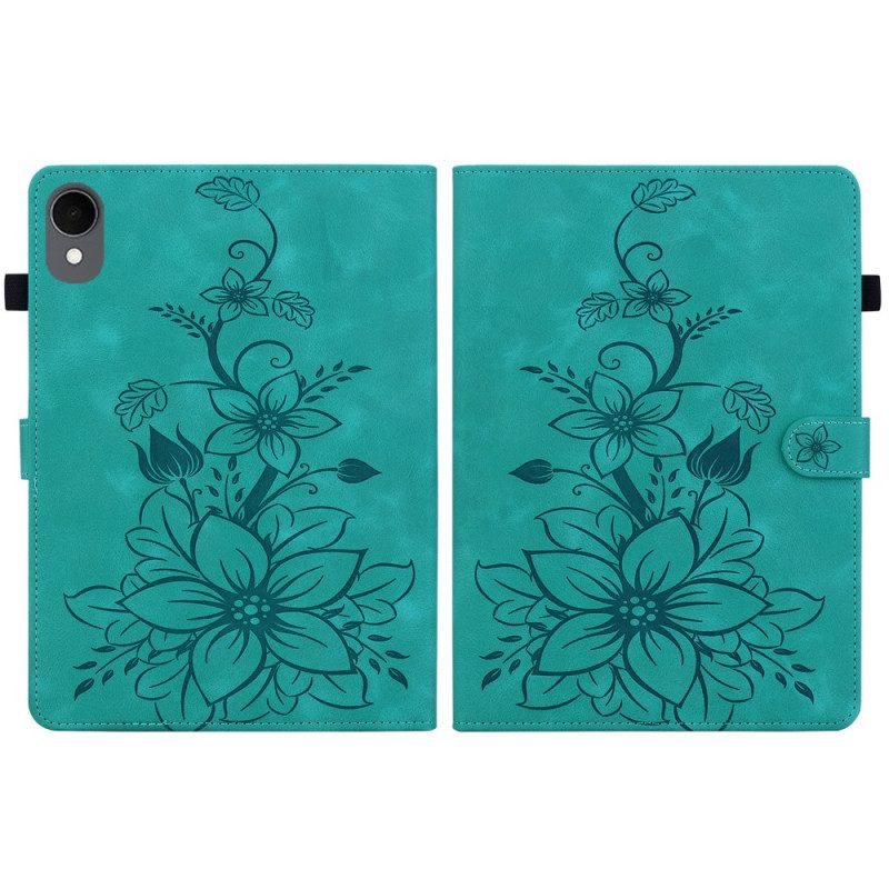 Fodral Samsung Galaxy Tab S11 Blommigt Mönster Med Mockaeffekt