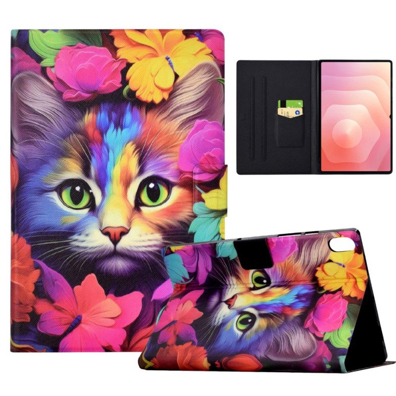 Fodral Samsung Galaxy Tab S11 Färgglad Katt