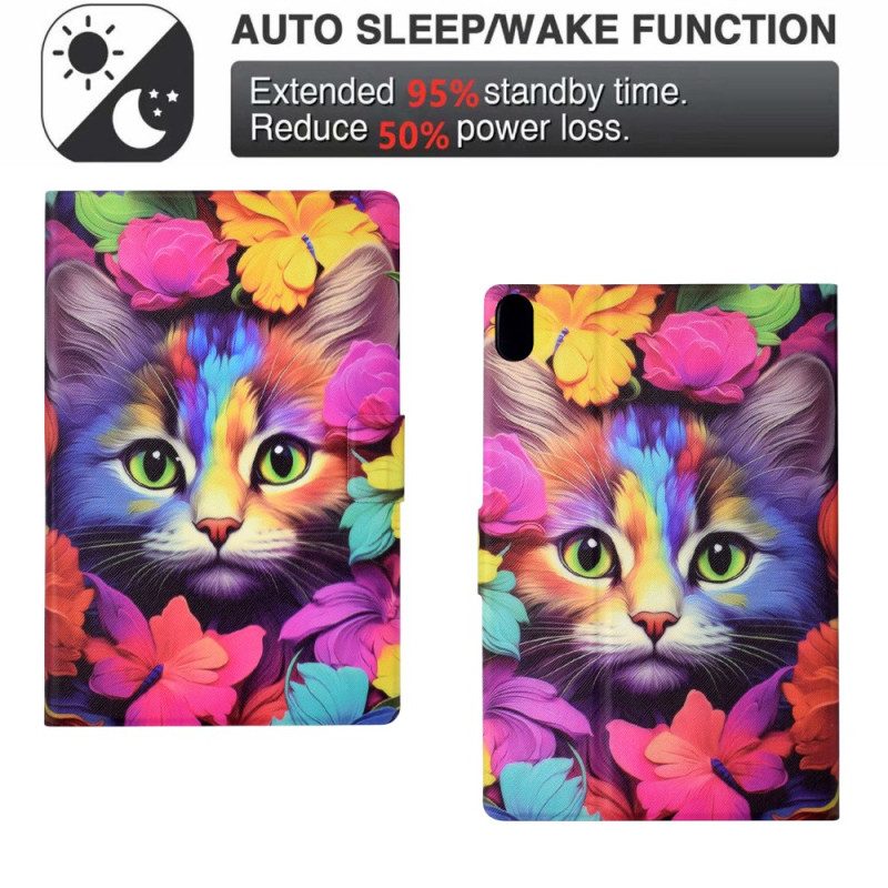 Fodral Samsung Galaxy Tab S11 Färgglad Katt