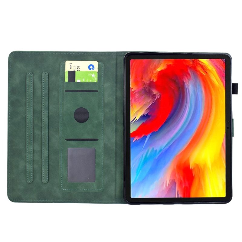 Fodral Samsung Galaxy Tab S11 Växtmönster Med Mockaeffekt
