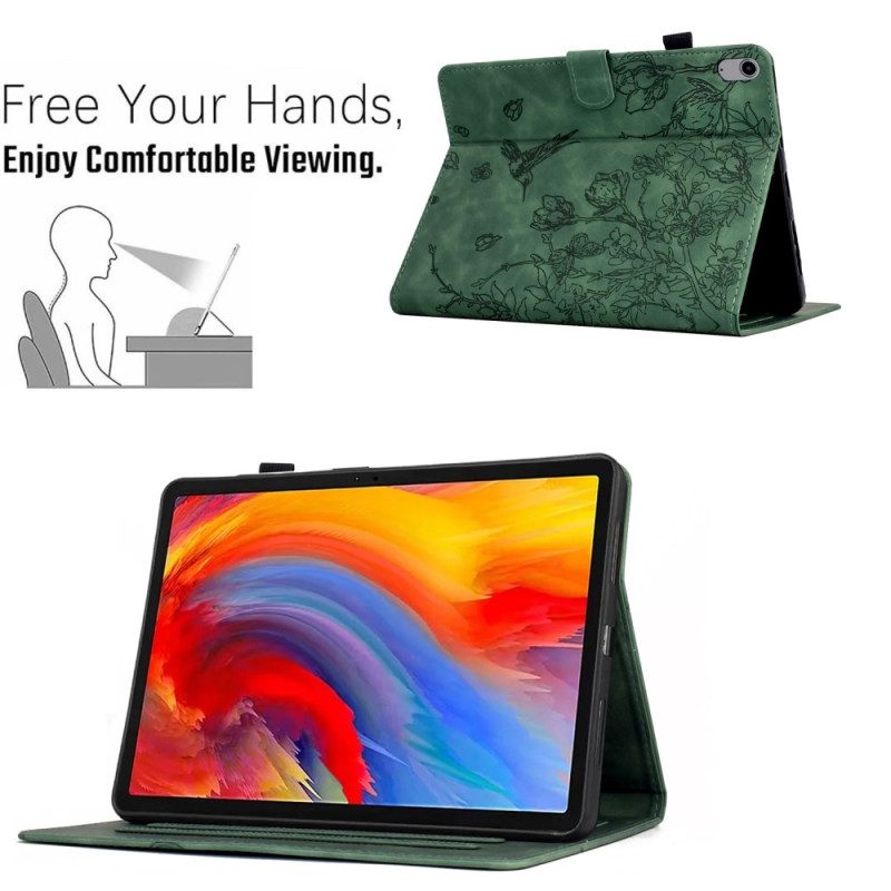 Fodral Samsung Galaxy Tab S11 Växtmönster Med Mockaeffekt