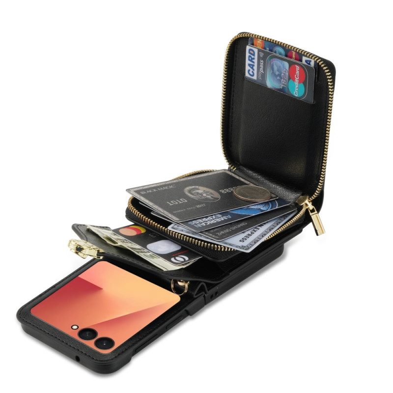 Fodral Samsung Galaxy Z Flip 7 Dragkedja-plånbok Och Axelrem