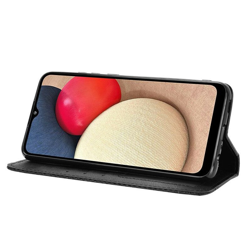 Folio-fodral För Samsung Galaxy A02s Läderfodral Vintage Stiliserad Lädereffekt