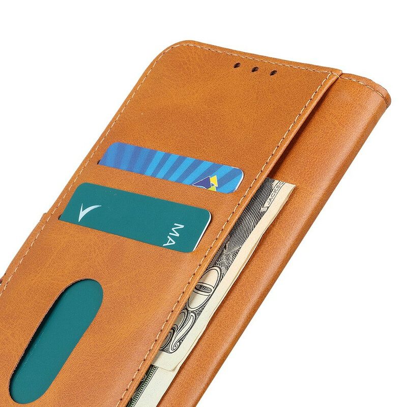 Folio-fodral För Samsung Galaxy A02s Litchi-lädereffektsömmar