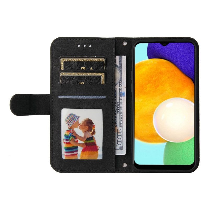 Folio-fodral För Samsung Galaxy A03s Nit Och Rem I Konstläder
