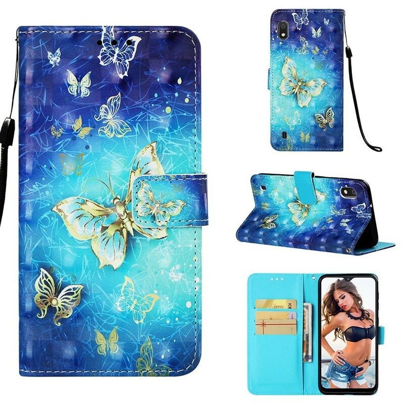 Folio-fodral För Samsung Galaxy A10 Gyllene Fjärilar
