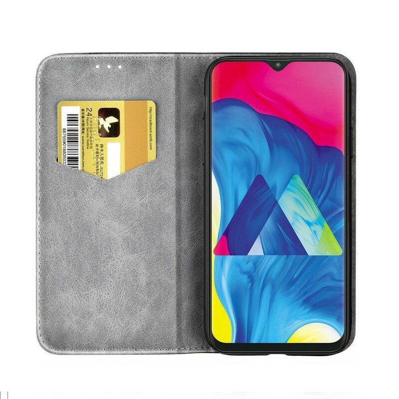 Folio-fodral För Samsung Galaxy A10 Läderfodral Faux Läder Knapp Svart