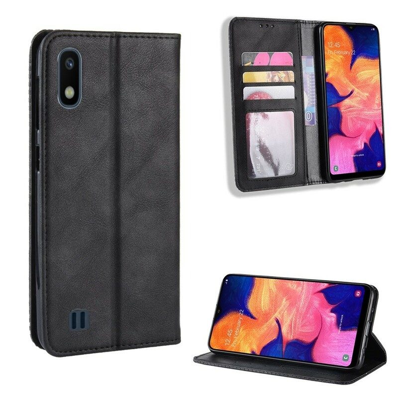 Folio-fodral För Samsung Galaxy A10 Läderfodral Vintage Stiliserad Lädereffekt