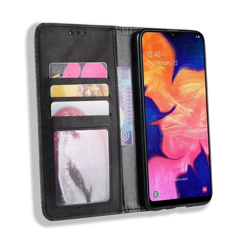 Folio-fodral För Samsung Galaxy A10 Läderfodral Vintage Stiliserad Lädereffekt