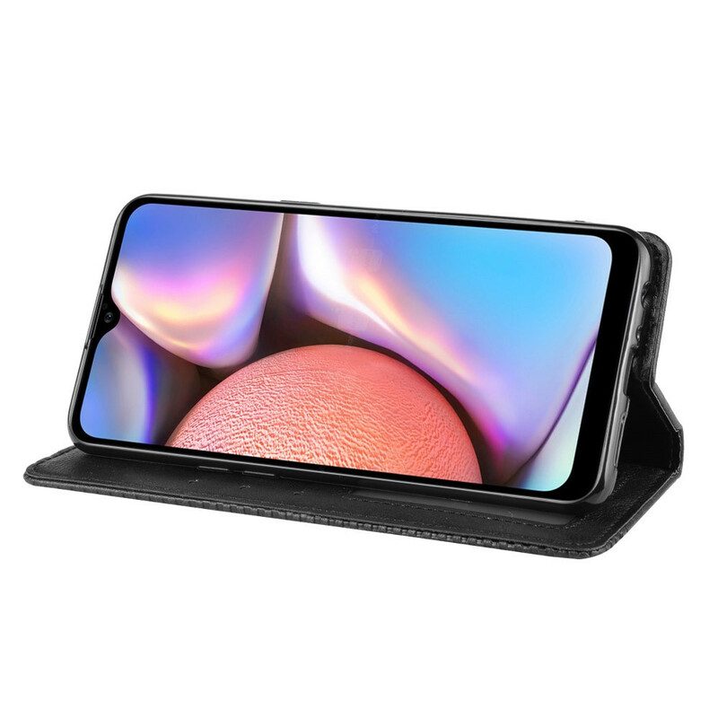 Folio-fodral För Samsung Galaxy A10s Läderfodral Vintage Stiliserad Lädereffekt