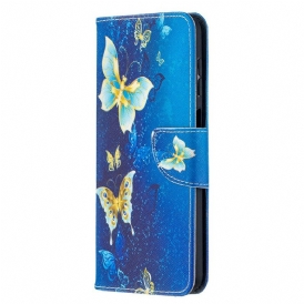 Folio-fodral För Samsung Galaxy A12 / M12 Gyllene Fjärilar