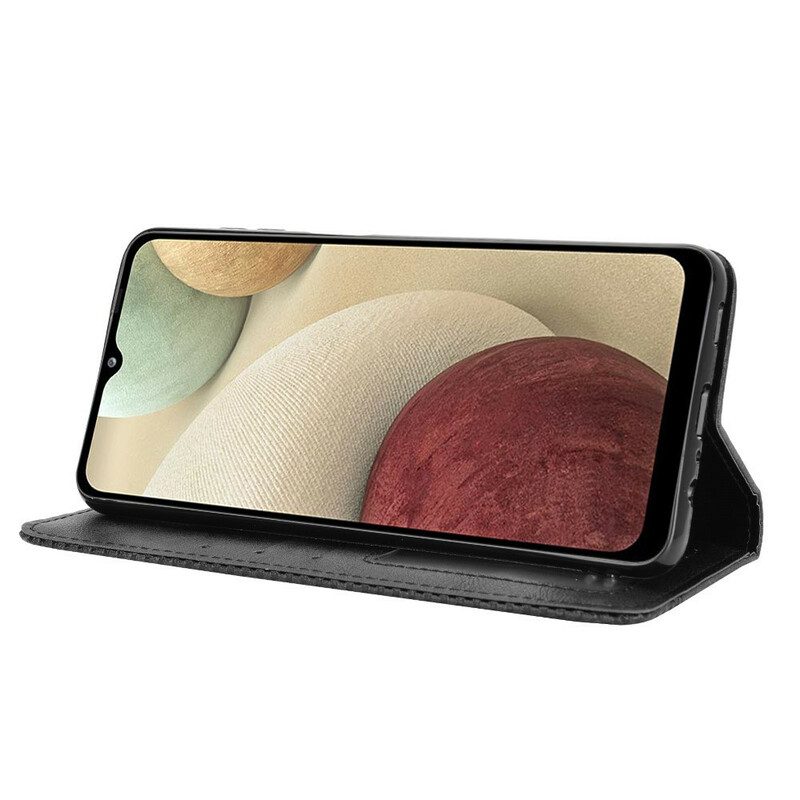 Folio-fodral För Samsung Galaxy A12 / M12 Läderfodral Vintage Stiliserad Lädereffekt