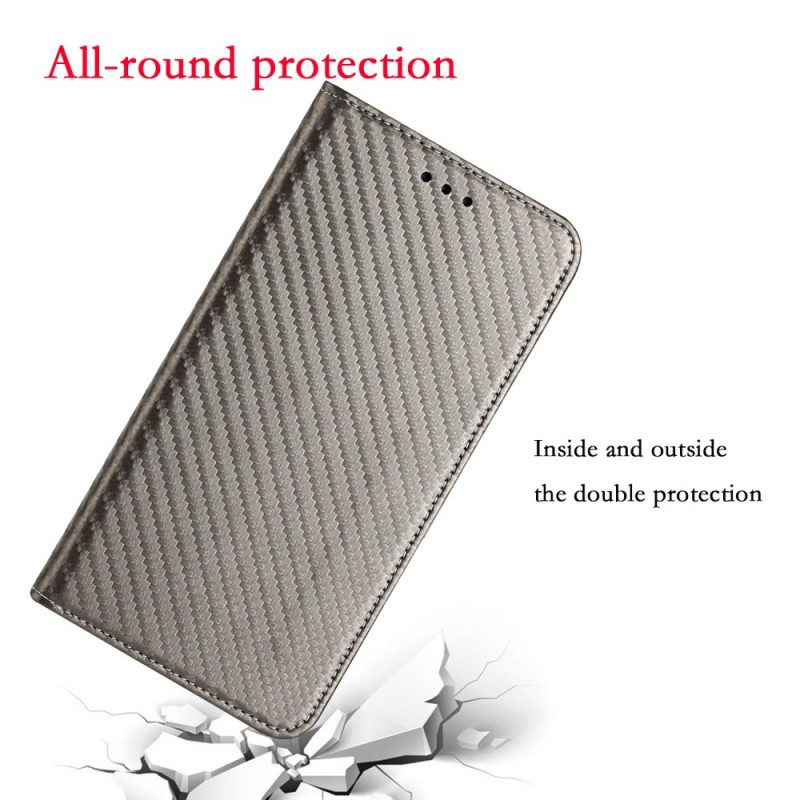Folio-fodral För Samsung Galaxy A12 / M12 Med Kedjar Läderfodral Kolfiberrem