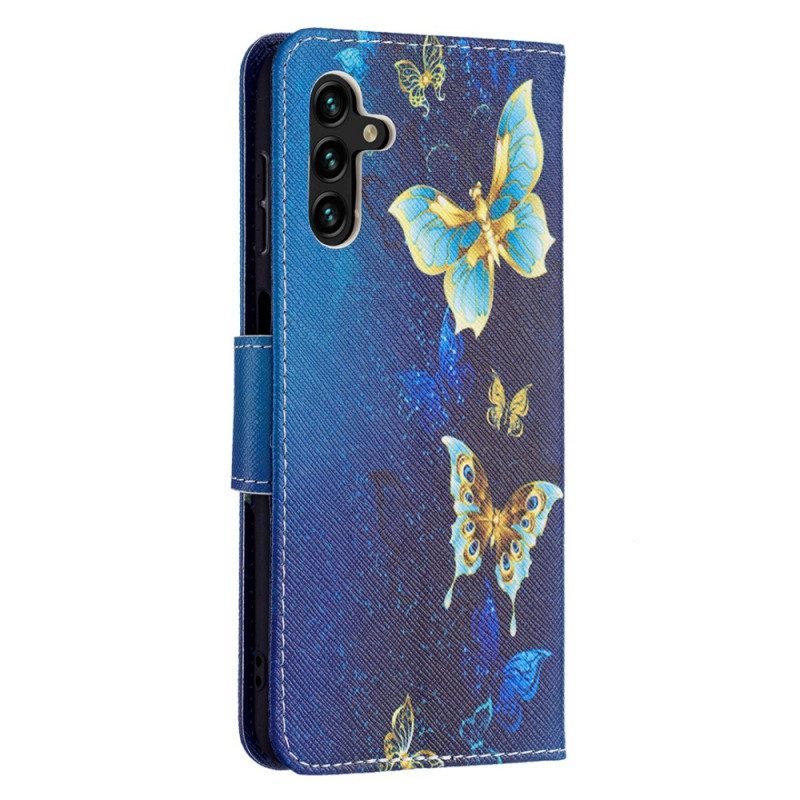 Folio-fodral För Samsung Galaxy A13 5G Gyllene Fjärilar