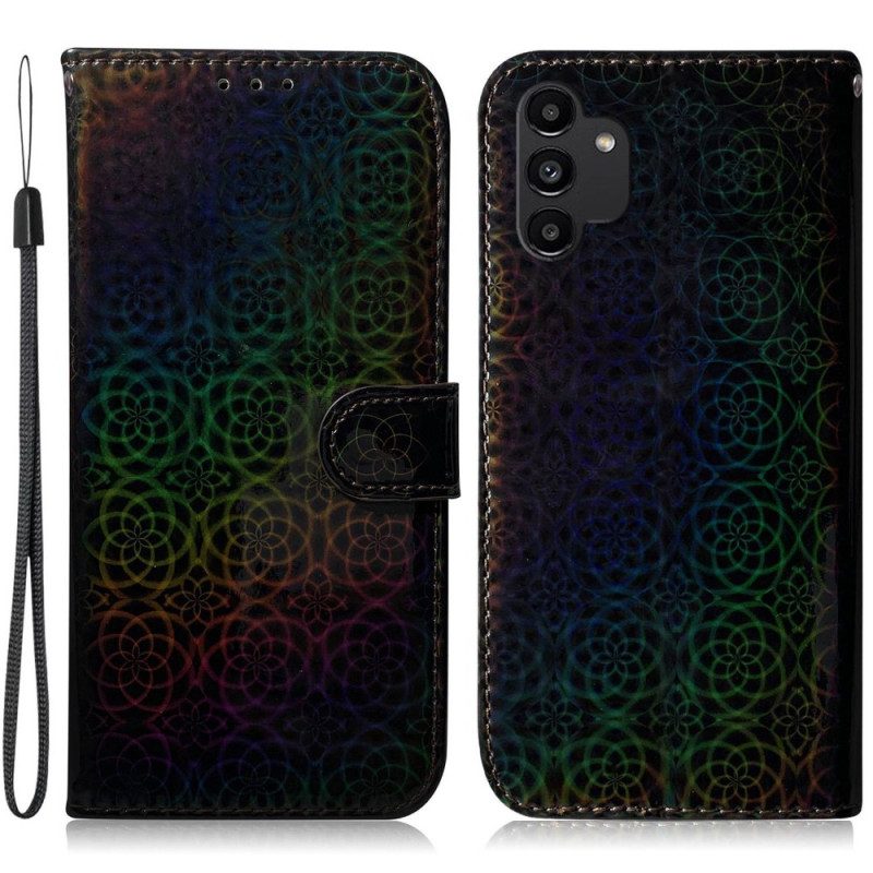 Folio-fodral För Samsung Galaxy A13 Med Kedjar Psykedeliska Bandblommor