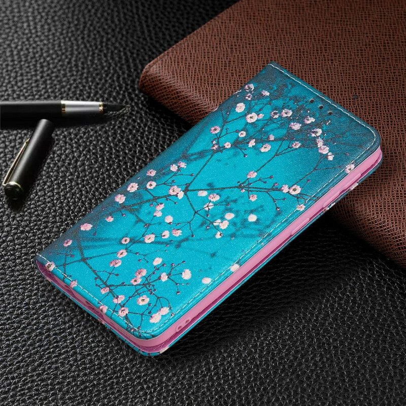 Folio-fodral För Samsung Galaxy A20e Läderfodral Blommande Grenar