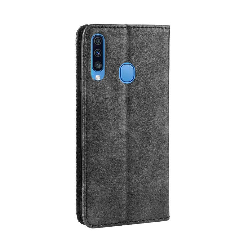 Folio-fodral För Samsung Galaxy A20s Läderfodral Vintage Stiliserad Lädereffekt