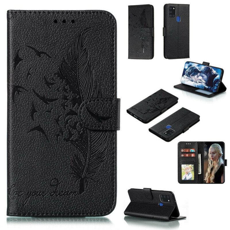 Folio-fodral För Samsung Galaxy A21s Faux Leather Lev Din Dröm