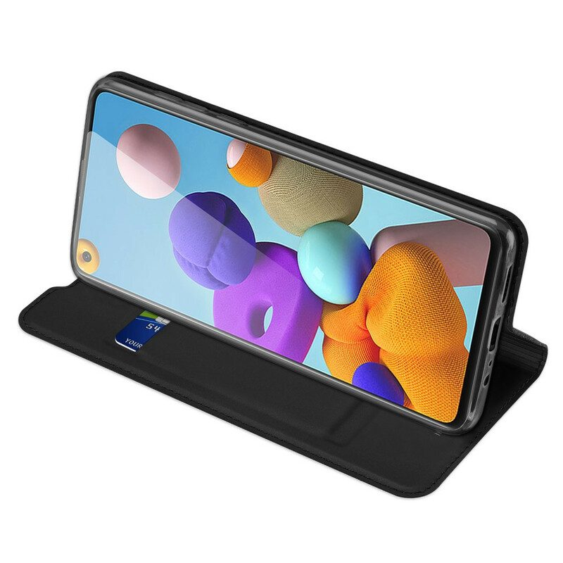 Folio-fodral För Samsung Galaxy A21s Läderfodral Dux Ducis Pro Skin