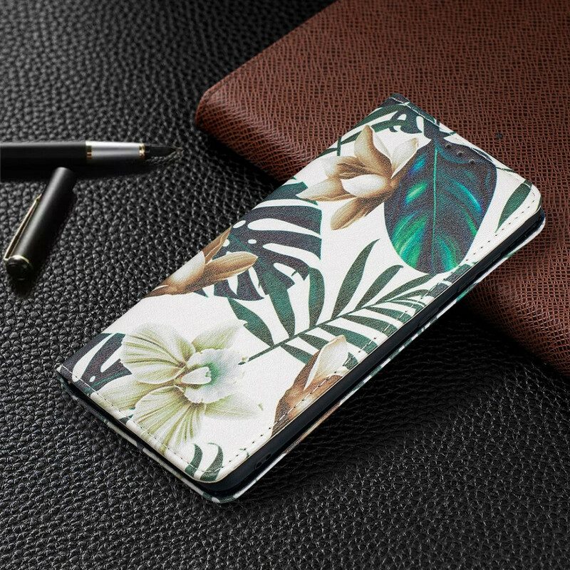 Folio-fodral För Samsung Galaxy A21s Läderfodral Löv