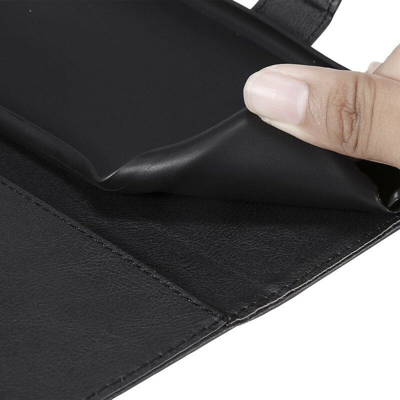 Folio-fodral För Samsung Galaxy A21s Med Kedjar Läderremseffekt