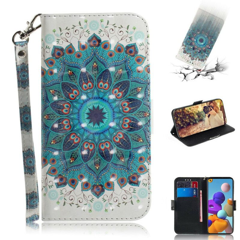 Folio-fodral För Samsung Galaxy A21s Med Kedjar Masterful Strappy Mandala