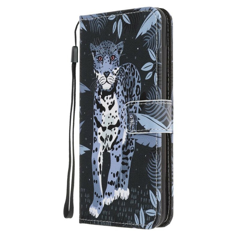 Folio-fodral För Samsung Galaxy A21s Med Kedjar Thong Leopard