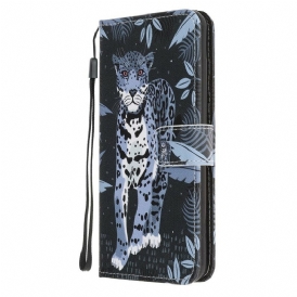 Folio-fodral För Samsung Galaxy A21s Med Kedjar Thong Leopard