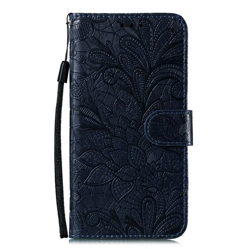 Folio-fodral För Samsung Galaxy A21s Med Kedjar Tribal Strap Blommor