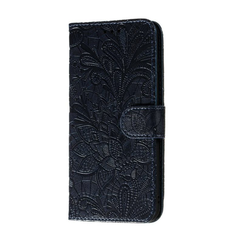 Folio-fodral För Samsung Galaxy A21s Med Kedjar Tribal Strap Blommor