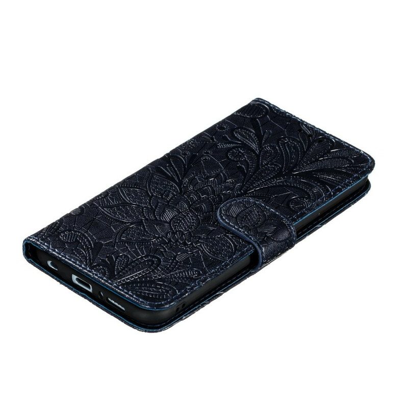 Folio-fodral För Samsung Galaxy A21s Med Kedjar Tribal Strap Blommor