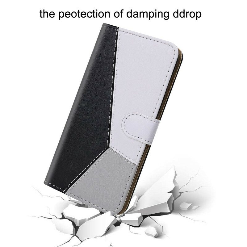 Folio-fodral För Samsung Galaxy A21s Trefärgad Lädereffekt