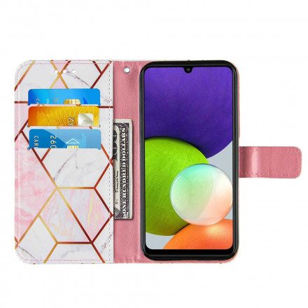 Folio-fodral För Samsung Galaxy A22 4G Geometrisk Marmor