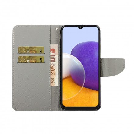 Folio-fodral För Samsung Galaxy A22 4G Hav Med Rem