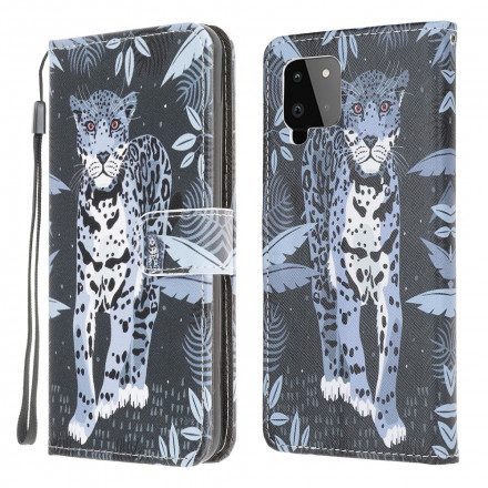 Folio-fodral För Samsung Galaxy A22 4G Med Kedjar Thong Leopard