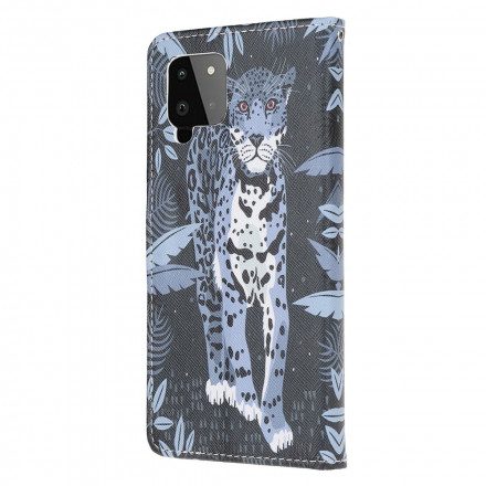 Folio-fodral För Samsung Galaxy A22 4G Med Kedjar Thong Leopard