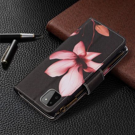 Folio-fodral För Samsung Galaxy A22 5G Ficka Med Dragkedja För Blommor